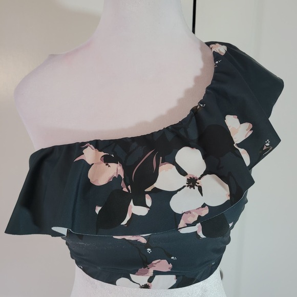 ALBION Size	M Orchid Icon Wave Swim Crop Top One Shoulder Ruffle Layer Feminine - Picture 4 of 11